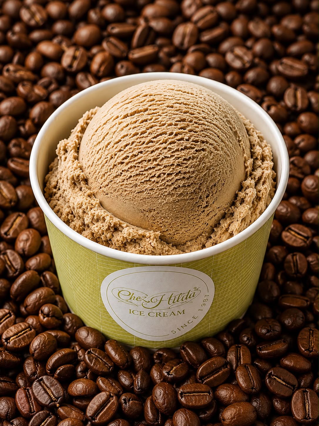 Coffee ice cream scoop