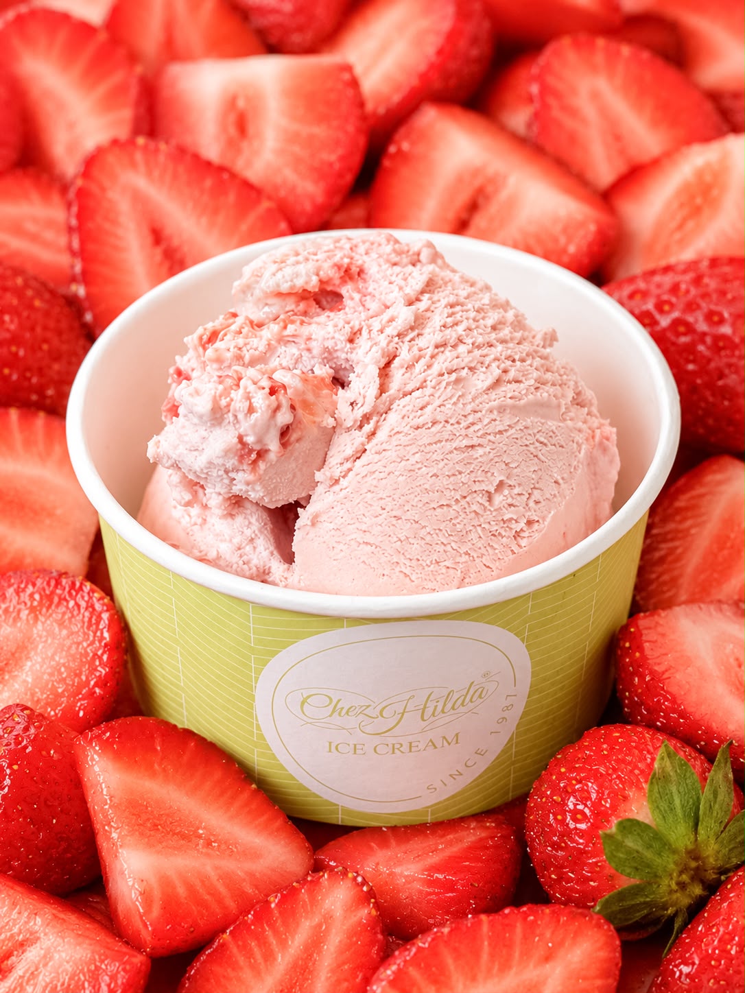 Strawberry ice cream scoop
