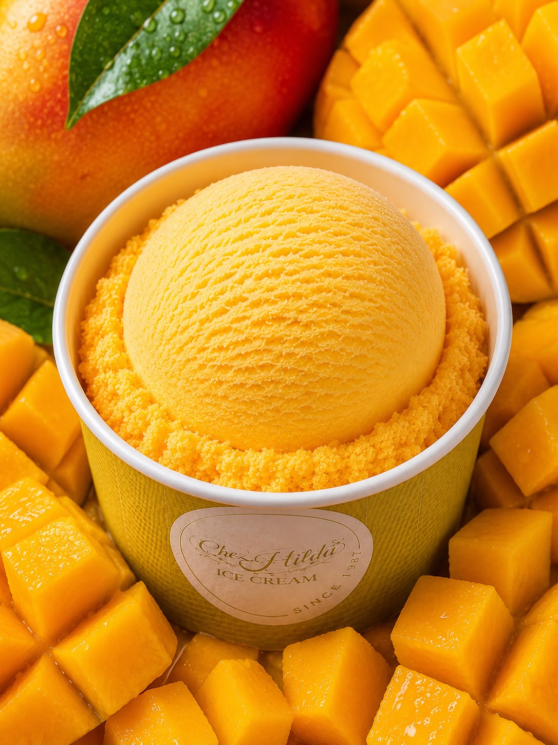 Mango ice cream scoop