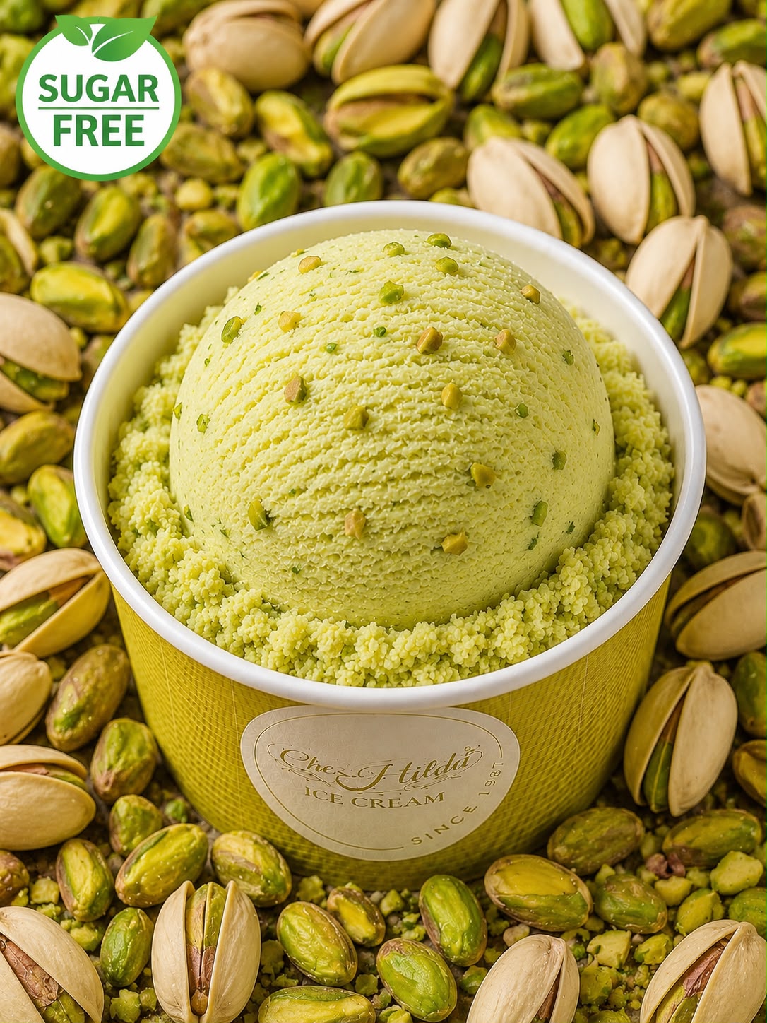 Pistachio sugar free ice cream scoop
