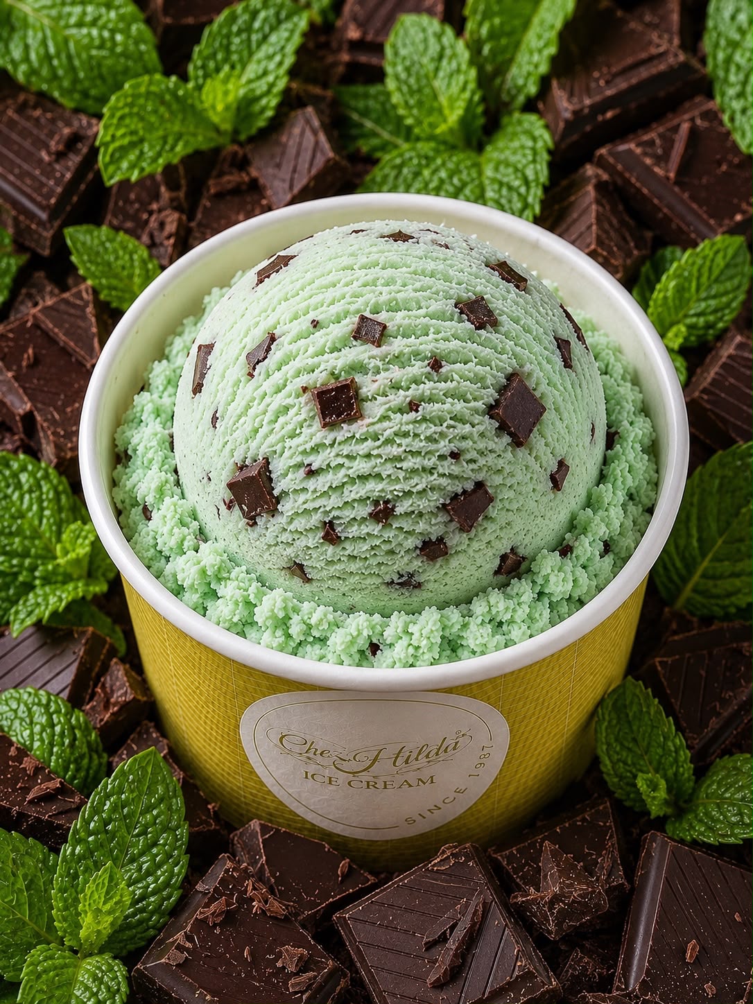chocolate mint ice cream scoop