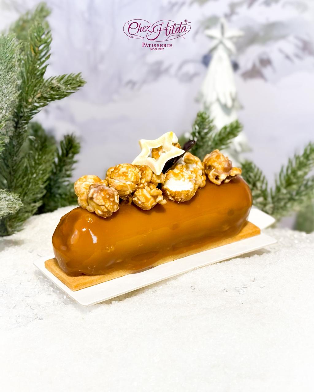 caramelized popcorn log