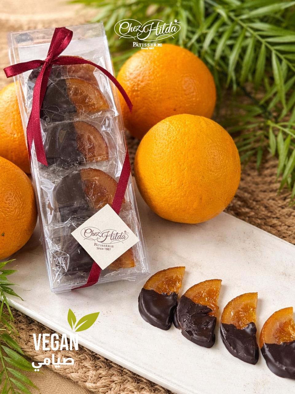 orange slices dipped in chocolate