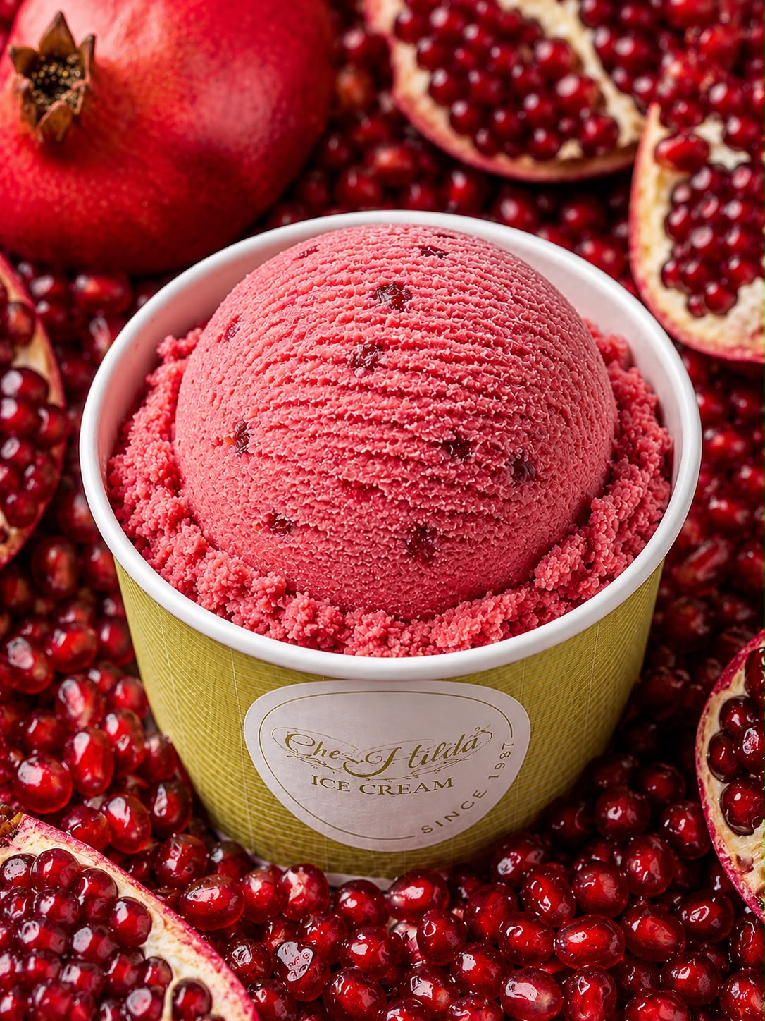 Pomegranate ice cream scoop
